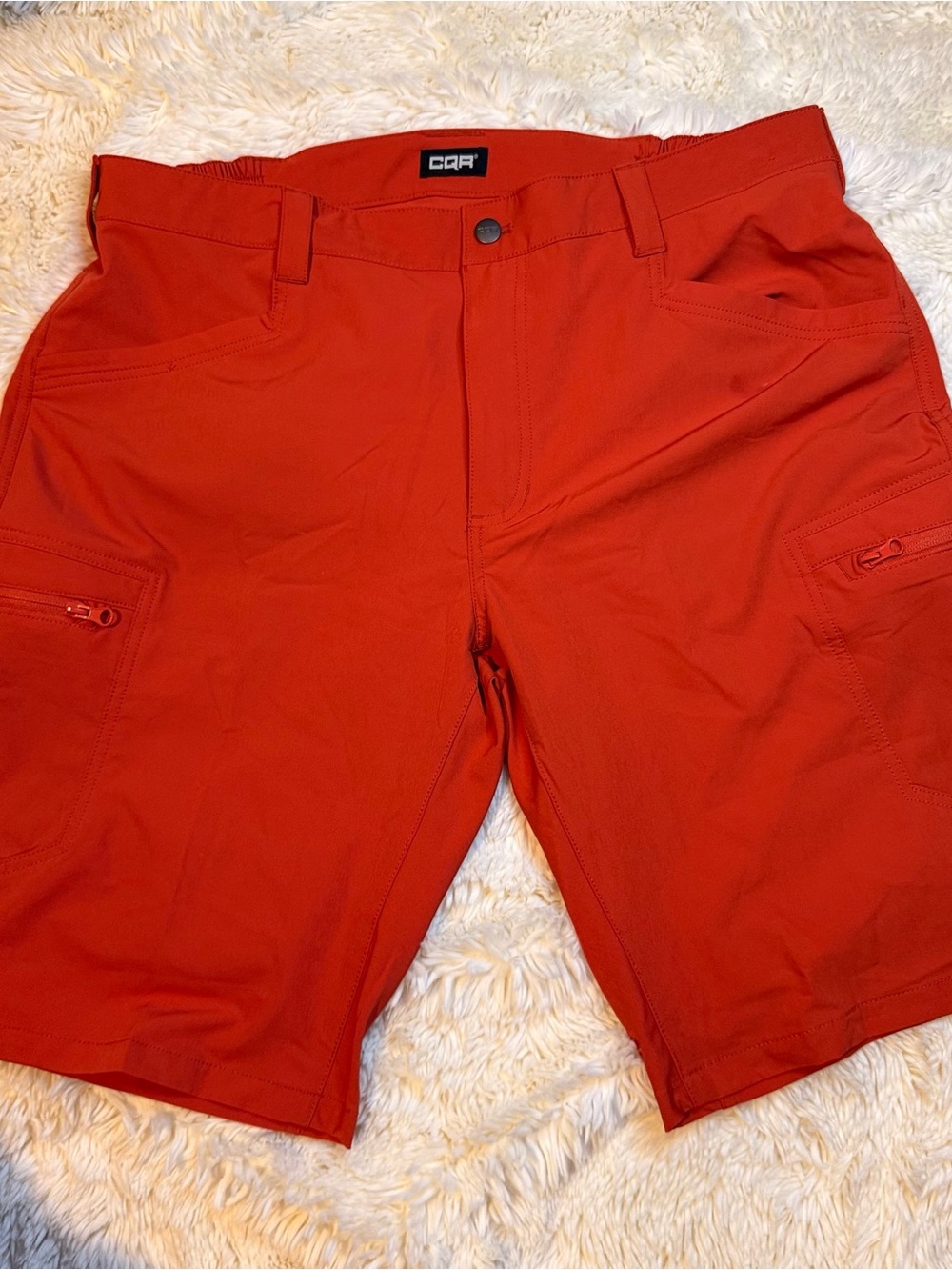 CQR Men's Cargo Shorts 36” waist — Vibrant Red Utility Style 12” inseam